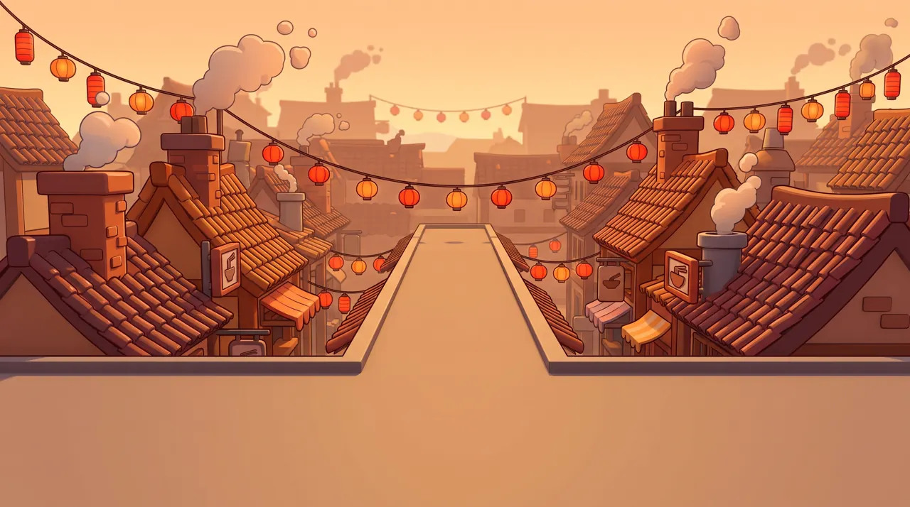 Noodle Roofs, a district of Lanternfall in Takeout Fox