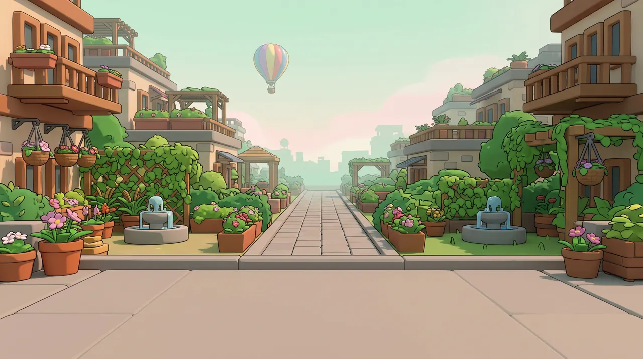 Garden Terraces, a district of Lanternfall in Takeout Fox